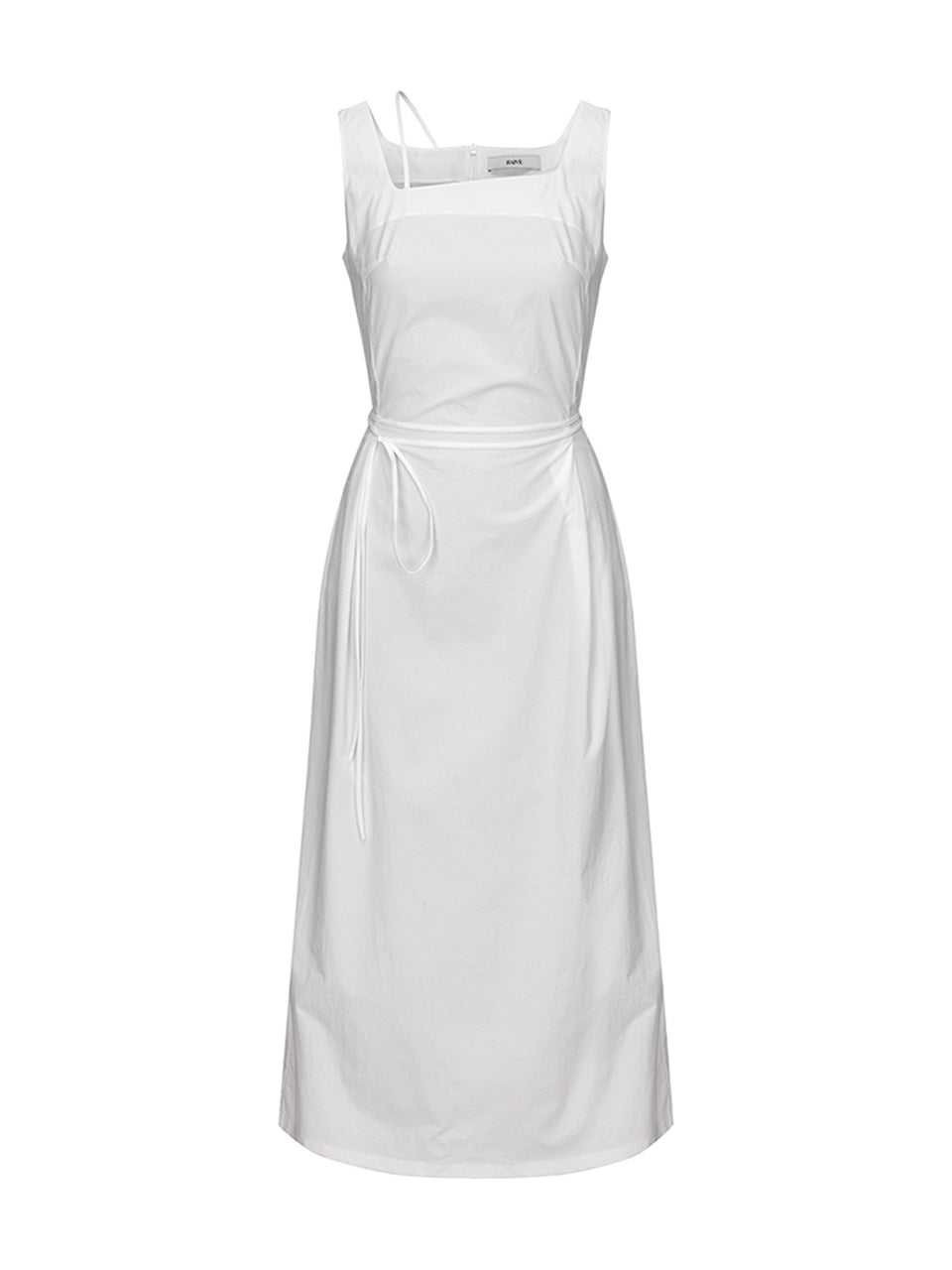 Unbalanced Strap Long Dress in White