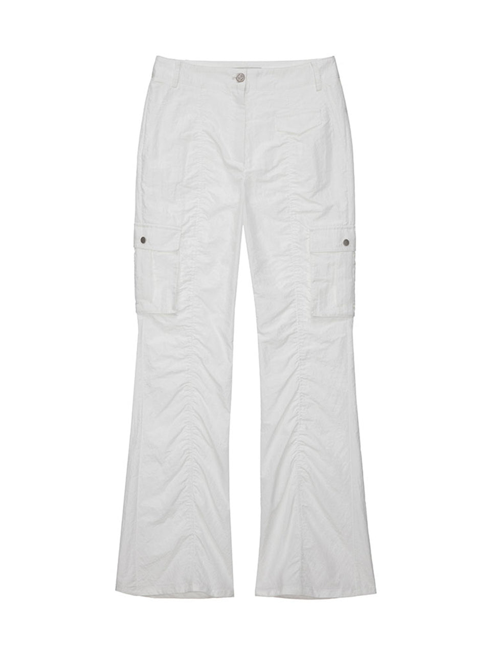 Cargo Shirring Pants in White