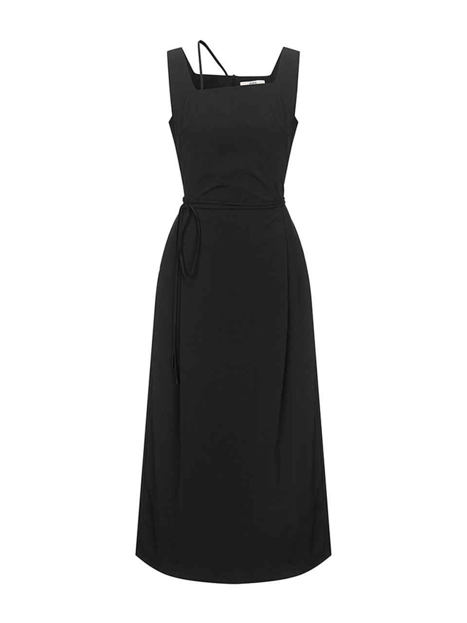 Unbalanced Strap Long Dress in Black