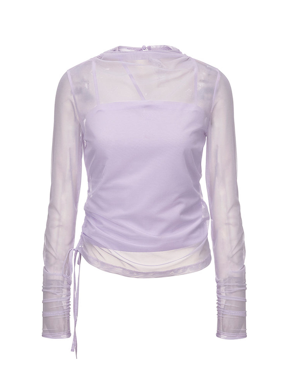 Side Shirring Layered Blouse in Lavender