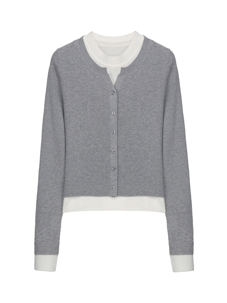 Layered Knit Cardigan Set in Grey
