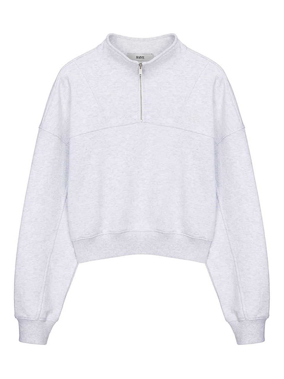 Zipper Semi Crop Sweatshirt in M/Grey