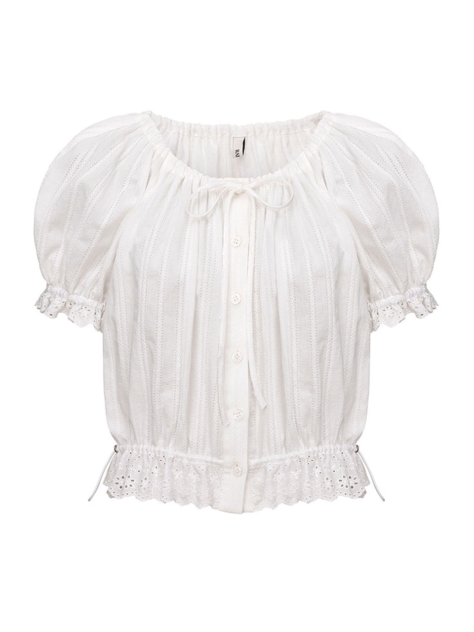 Lace String Blouse in White