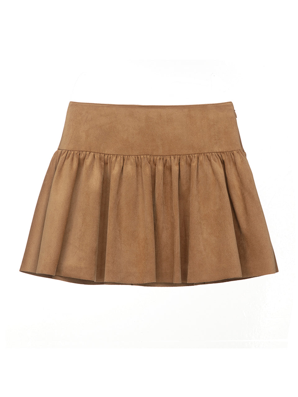 Suede Flare Skirt in Camel