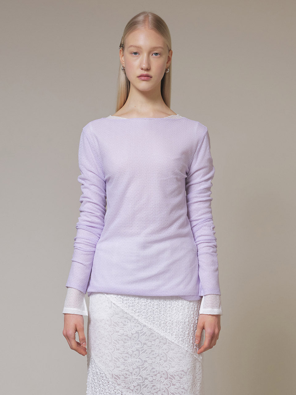 Mesh Lace Skin Top in Lavender