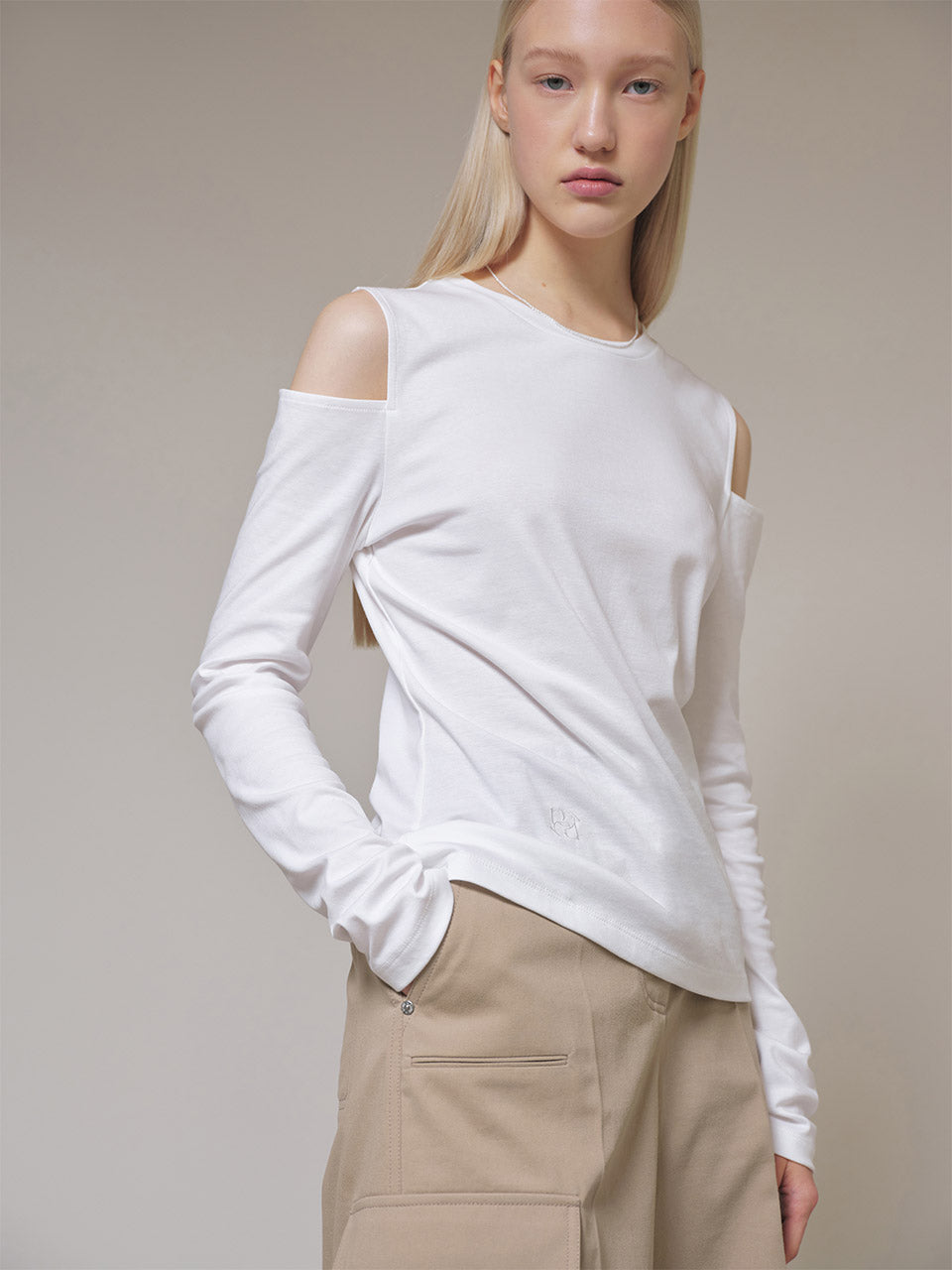 Open Cut-out T-shirt in White