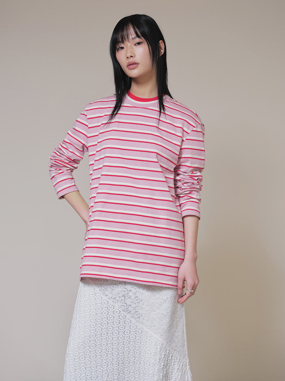 Multi Stripe T-Shirt in PINK