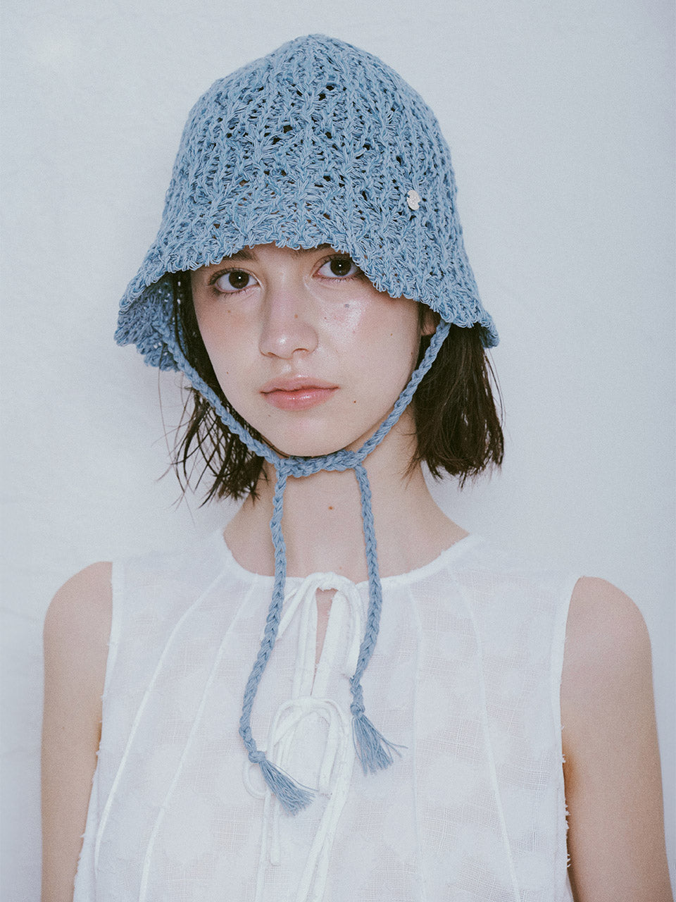 Crochet Bonnet in S/Blue
