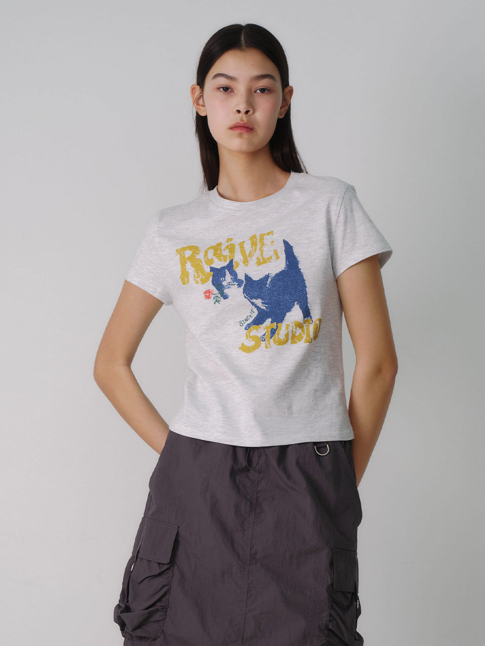 RAIVE Cat T-Shirt in M/Grey