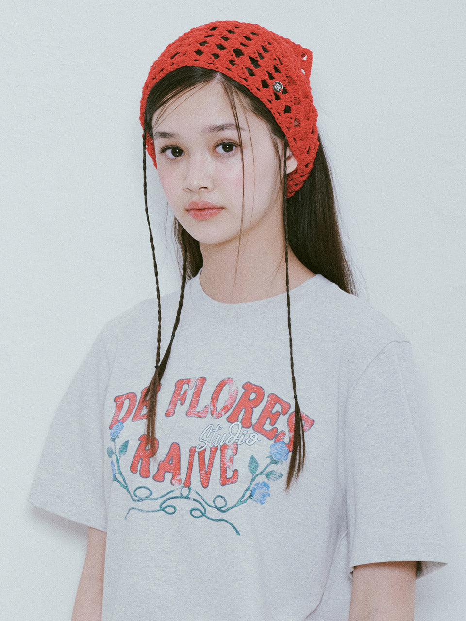 Crochet Hair Bandana in Red