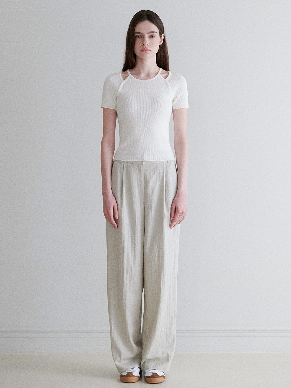 Two-Tuck Wide Pants in Mint