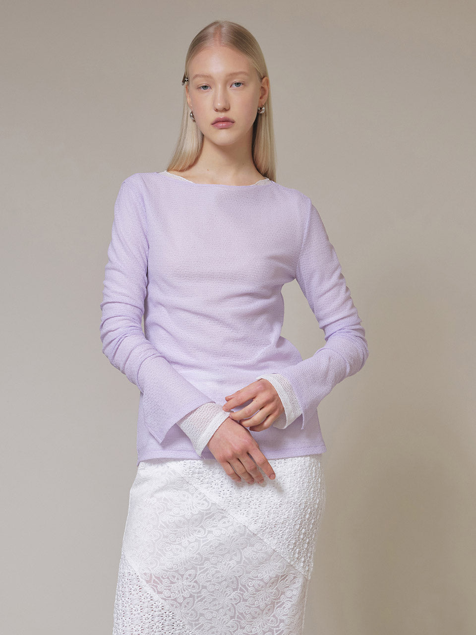 Mesh Lace Skin Top in Lavender