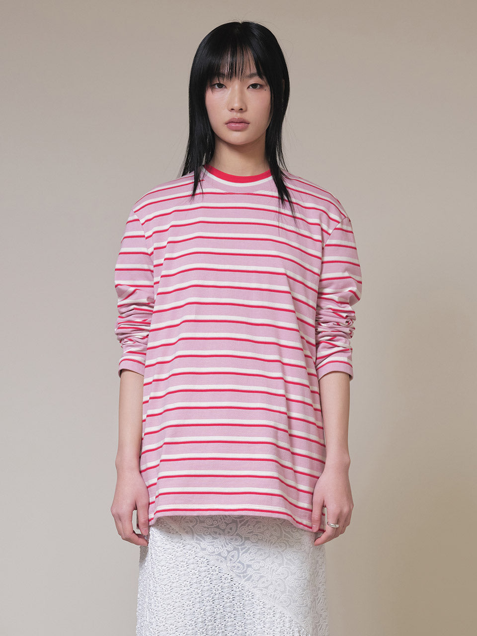 Multi Stripe T-Shirt in PINK