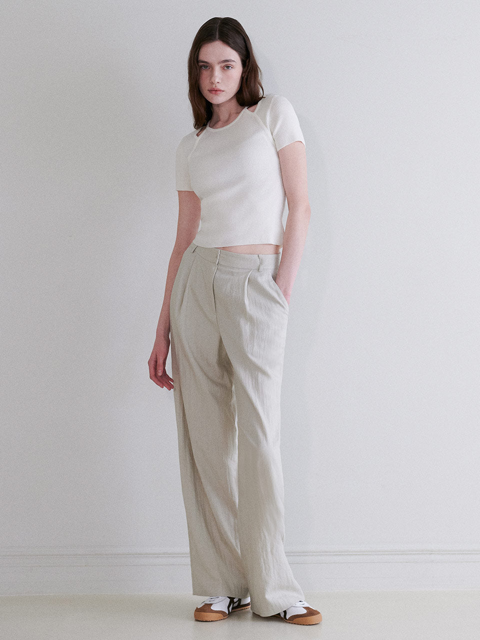 Two-Tuck Wide Pants in Mint