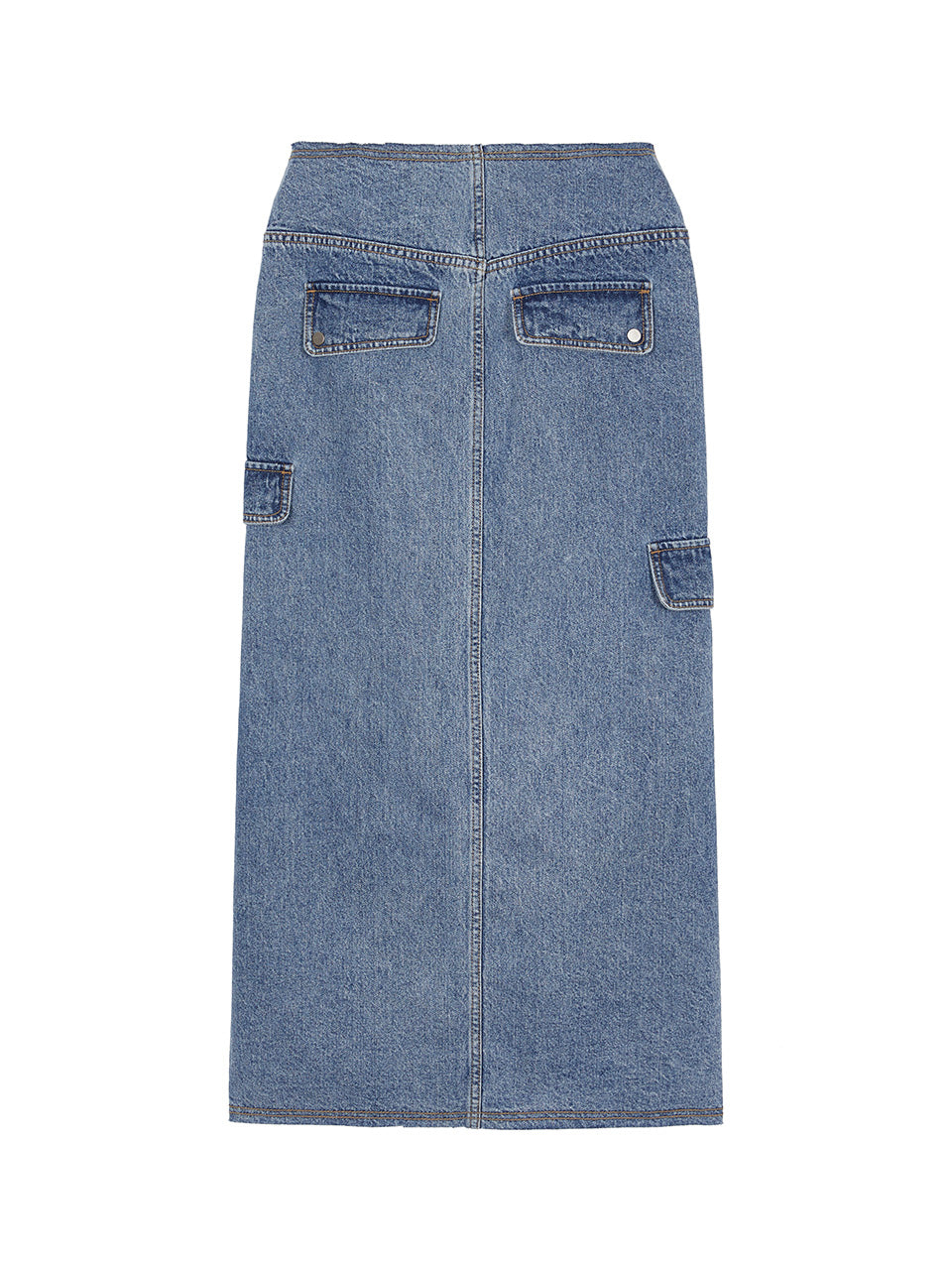 Denim Midi Skirt in Blue