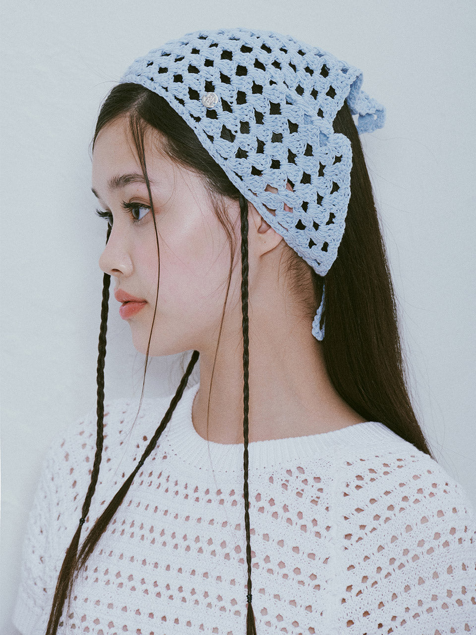 Crochet Hair Bandana in S/Blue