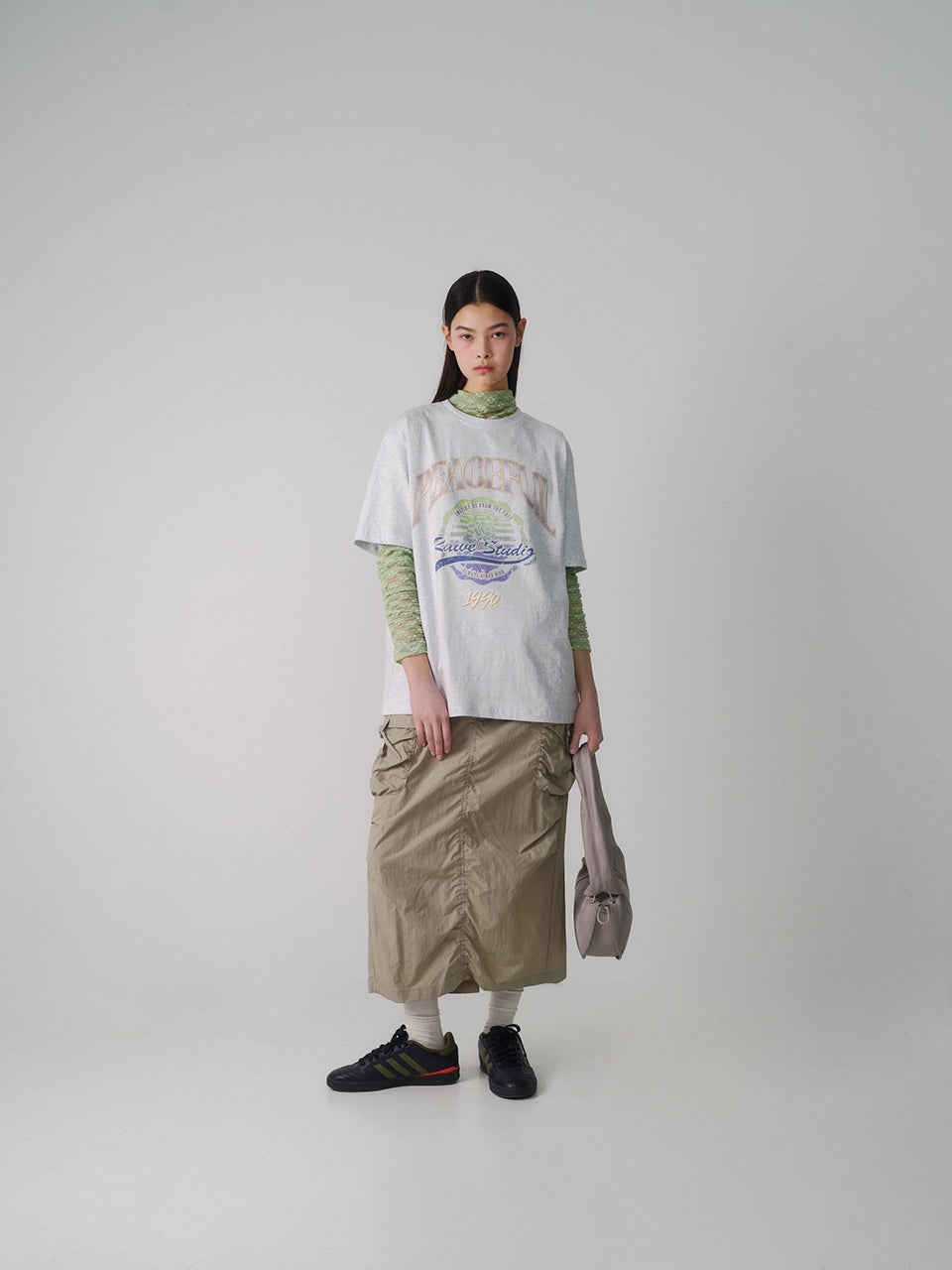 Cargo Shirring Skirt in Khaki