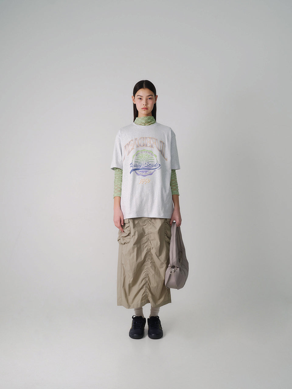 Cargo Shirring Skirt in Khaki