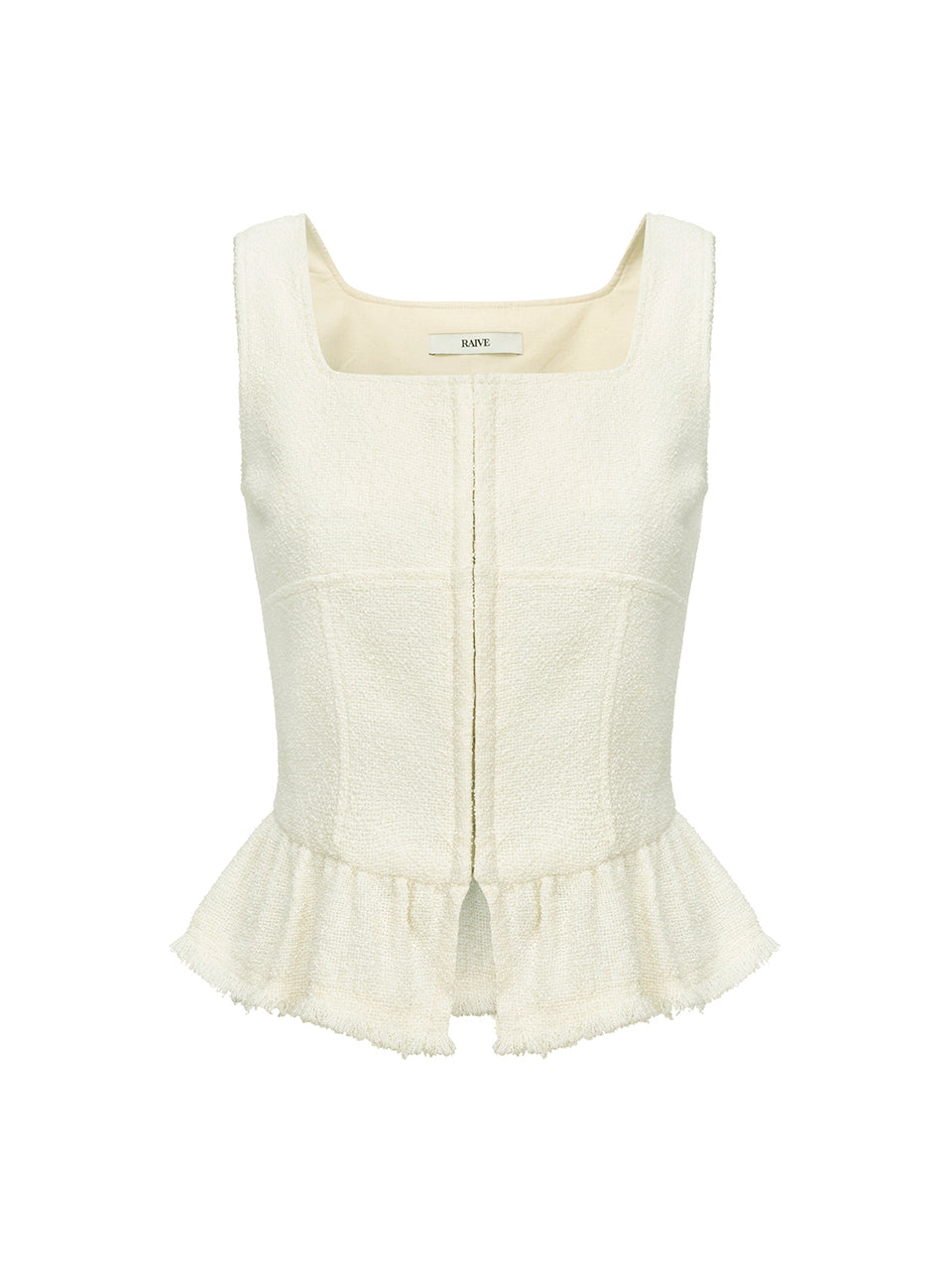 Fringe Sleeveless Fit Blouse in Ivory