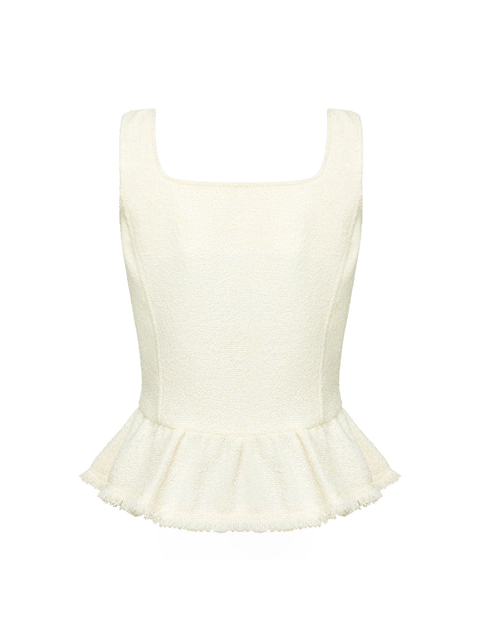 Fringe Sleeveless Fit Blouse in Ivory