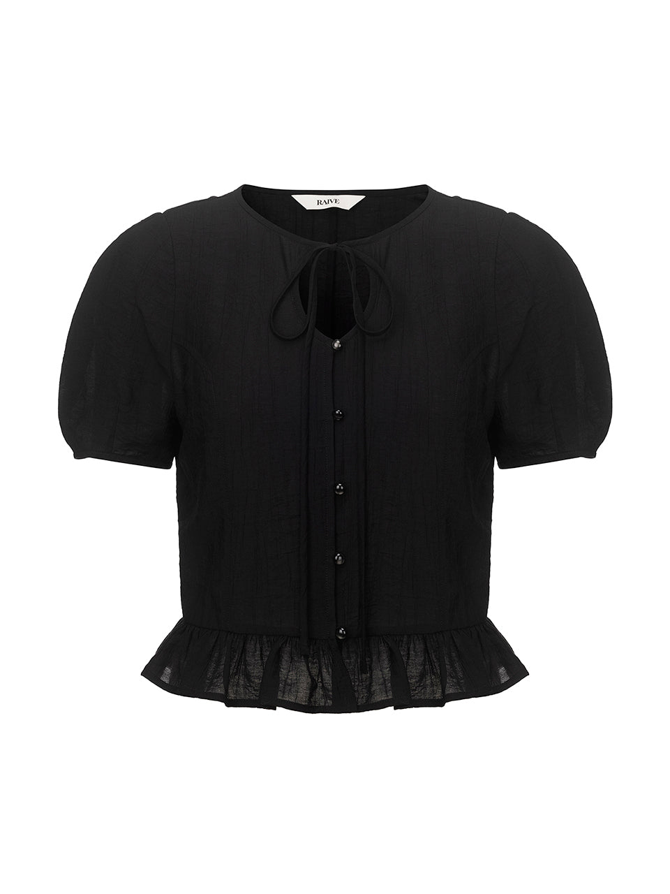 Frill Ribbon Blouse in Black