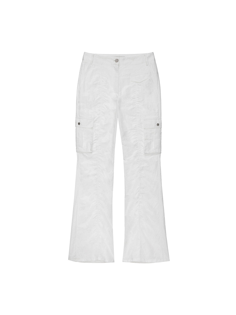 Cargo Shirring Pants in White